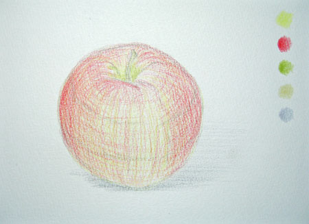 りんごを描いてみよう ギャラリー色鉛筆